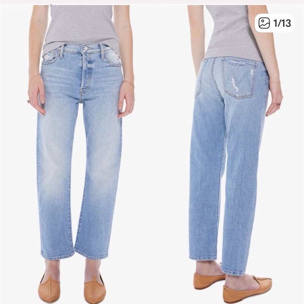 Mother Superior The Ditcher Crop Jeans 27 Resting Beach Face Distressed 1448-259